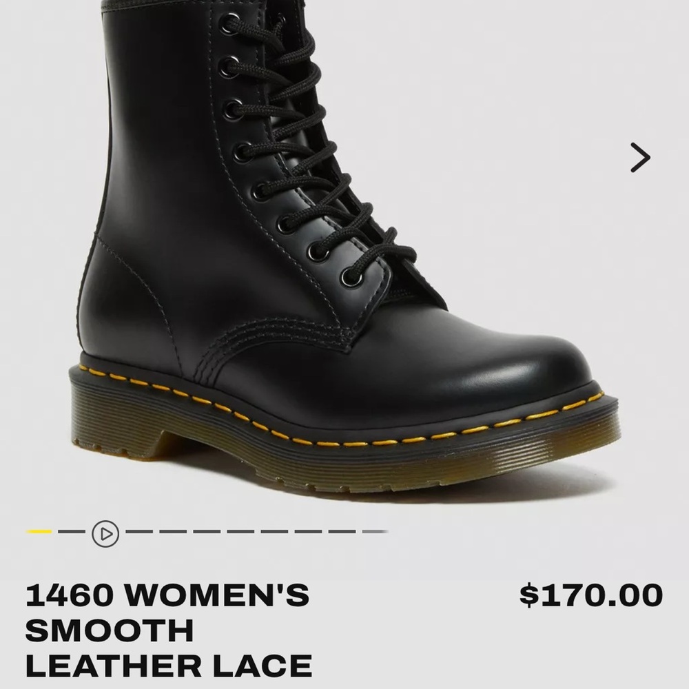 1460 WOMEN'S SMOOTH LEATHER LACE UP BOOTS, worn 3 times